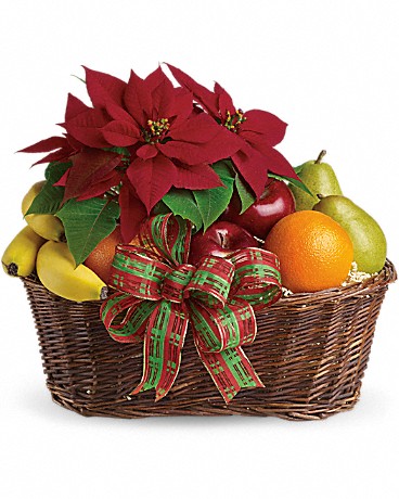 Fruit and Poinsettia Gift Basket